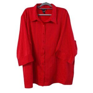 Maggie Barnes Womens Shirt Size 3X Red Striped Tunic Top